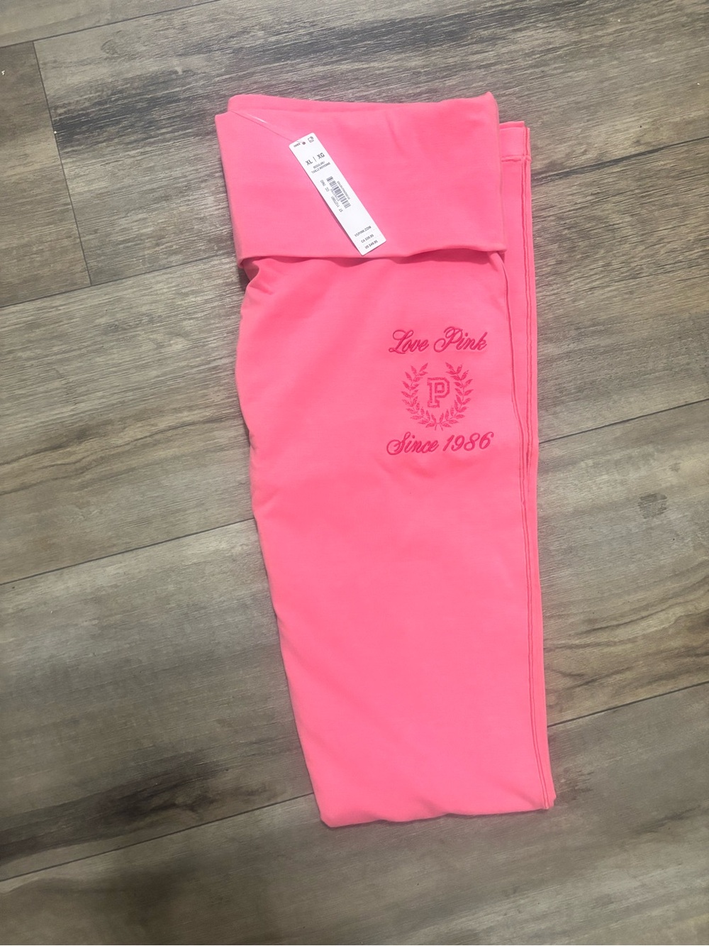 PINK Victoria's Secret Neon Pink Foldover Waist Kids Leggings
